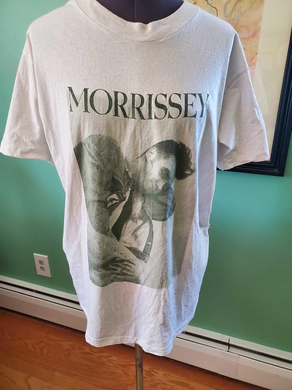 Vintage Morrissey? White T-Shirt with Monochrome Band Photo